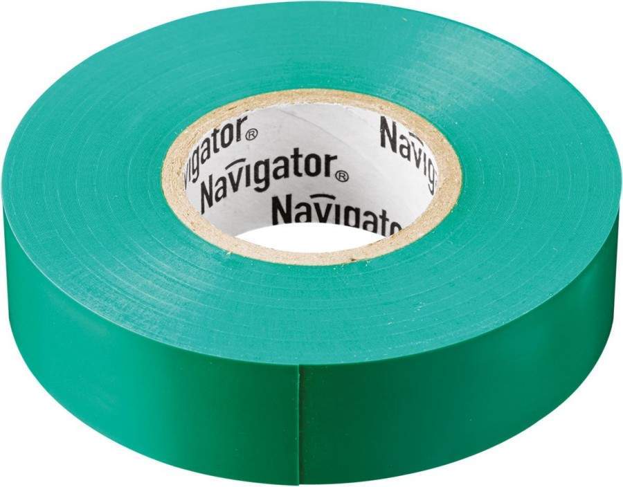 Изолента NAVIGATOR, ПВХ, 15 мм х 20 м., арт. 234016 зеленый - (10 шт.) самослипающаяся изолента navigator
