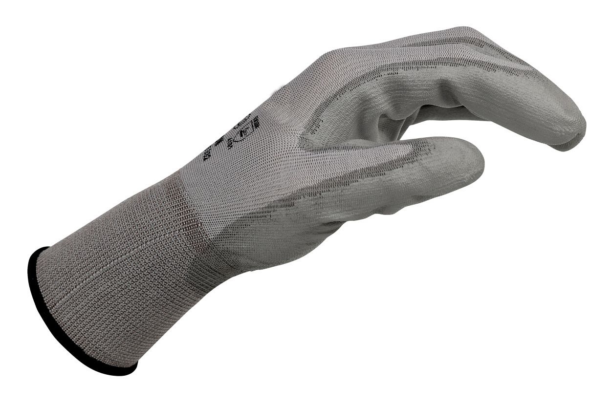 Перчатки защитные с полиуретановым покрытием серые mte FLEX Р.9
