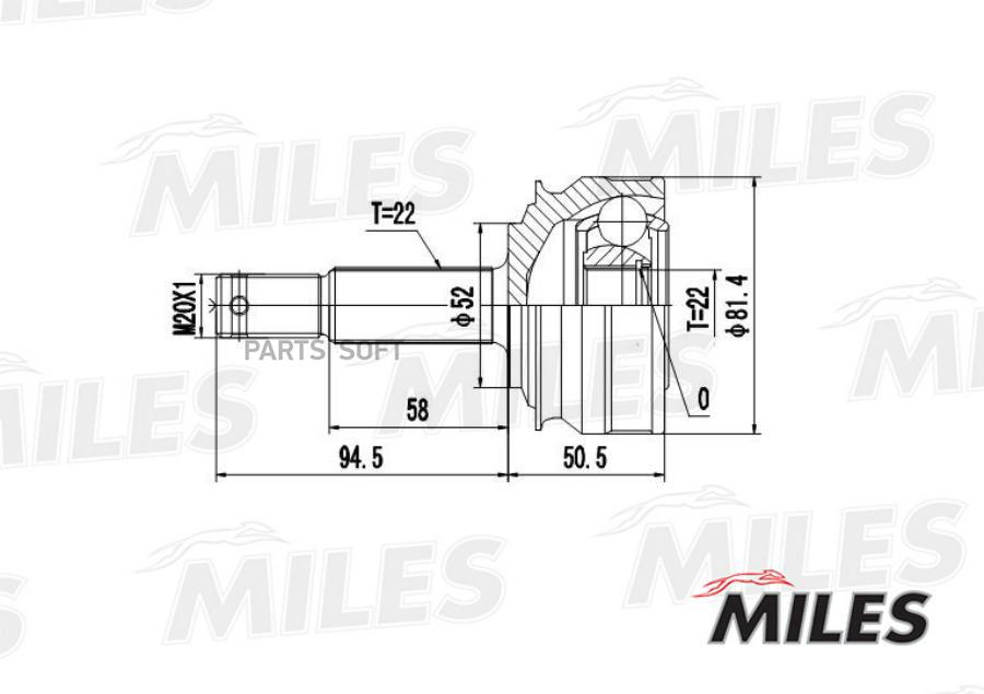 

Шрус Наружный Opel Ascona/Kadett 1.0-1.6 81-93 (Gkn 300976) Ga20341 Miles арт. GA20341