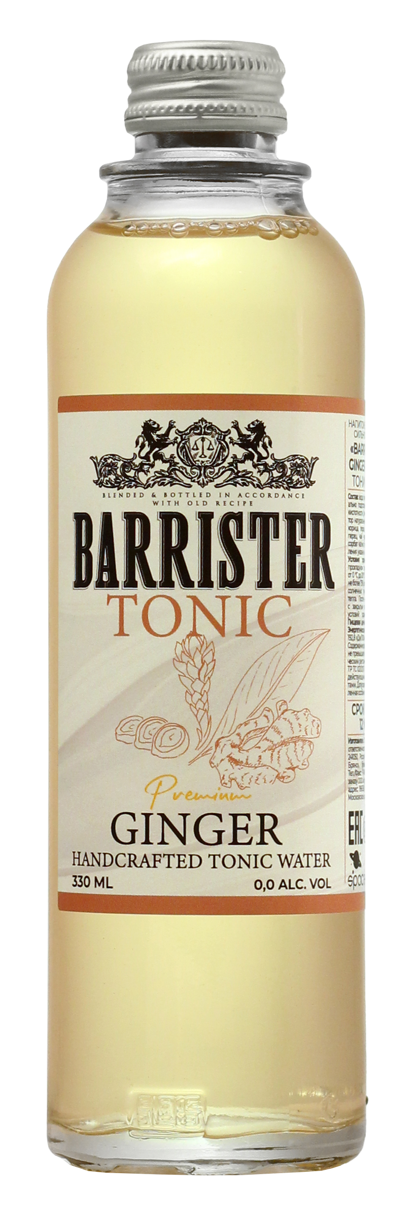 

Тоник Barrister напиток безалкогольный вкус имбирь, 0,33 л х 12 шт, Tonic Ginger