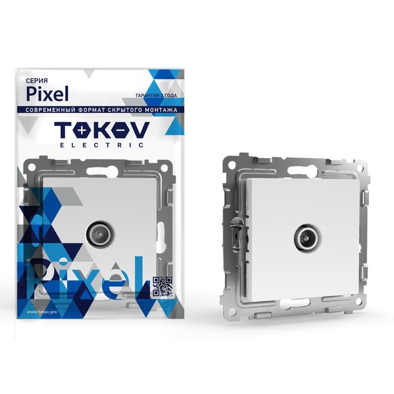 фото Розетка tv проходная сп pixel 4db механизм бел. tokov electric tke-px-a1p-c01