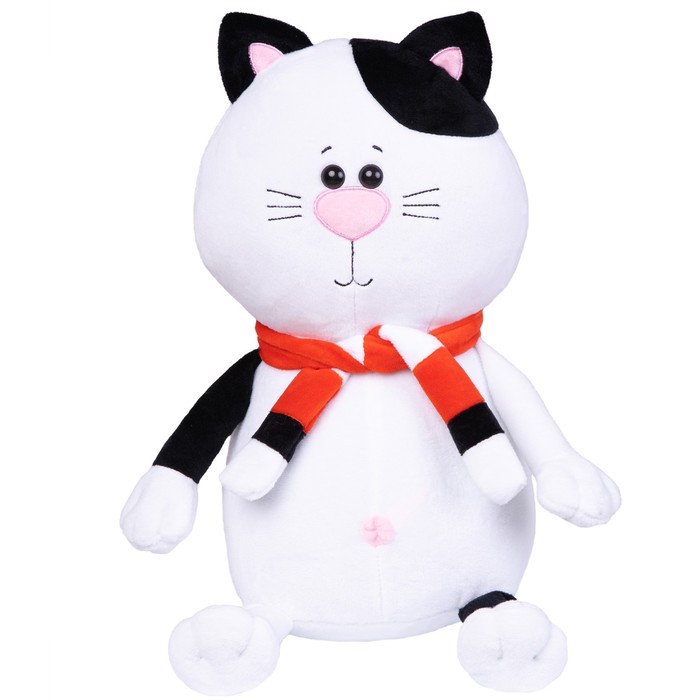 

Мягкая игрушка Кот Томас черно-белый с шарфиком, 35 см, Черный;белый;оранжевый