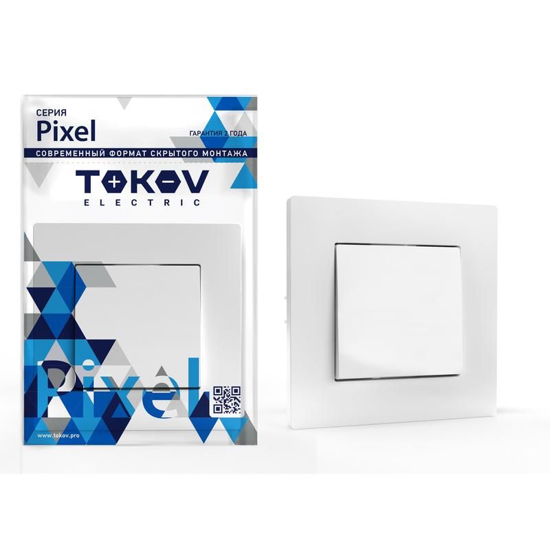 фото Выключатель 1-кл. сп pixel 10а ip20 в сборе бел. tokov electric tke-px-v1f-c01