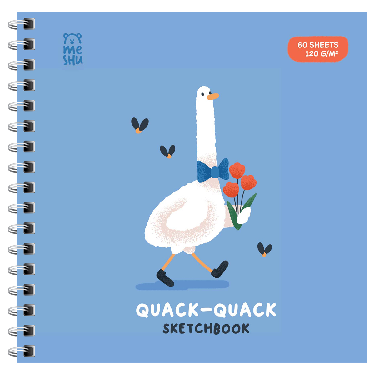 Скетчбук 60л., 150*150 MESHU "Quack-Quack", на гребне, выб. лак, soft-touch, 120г/м2 100058557939