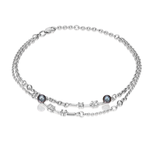 Браслет из серебра р.17 PLATINA jewelry 05-0593-00-302-0200-69, жемчуг/фианит