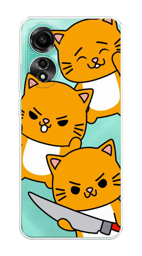 

Чехол Homey на Oppo A78 4G "Опасные котики"", Оранжевый;серый;белый, 2514750-1