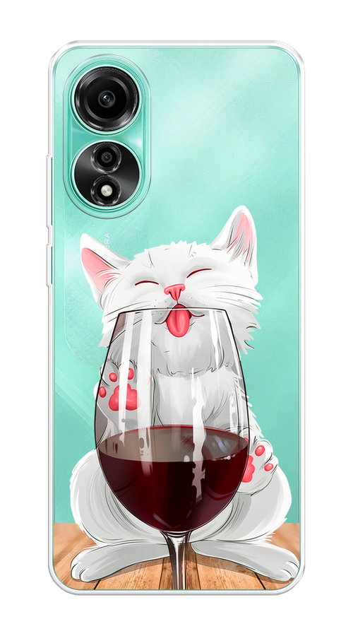 

Чехол Homey на Oppo A78 4G "Кот с бокалом", Прозрачный;белый;красный, 2514750-1