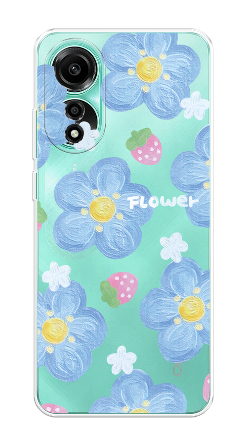 

Чехол Homey на Oppo A78 4G "Цветы и клубники", Прозрачный;голубой;белый, 2514750-1