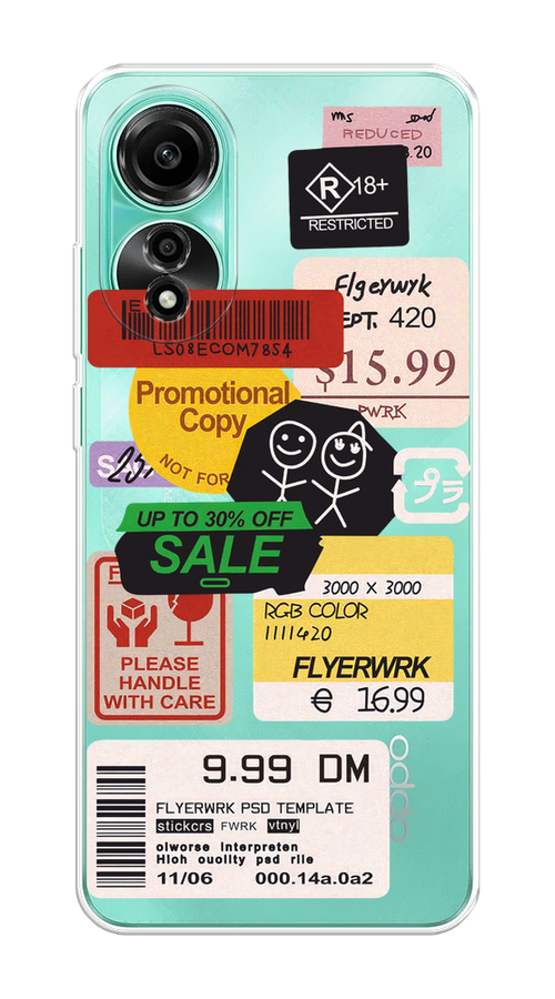 

Чехол Homey на Oppo A78 4G "Коллаж из наклеек", 2514750-1