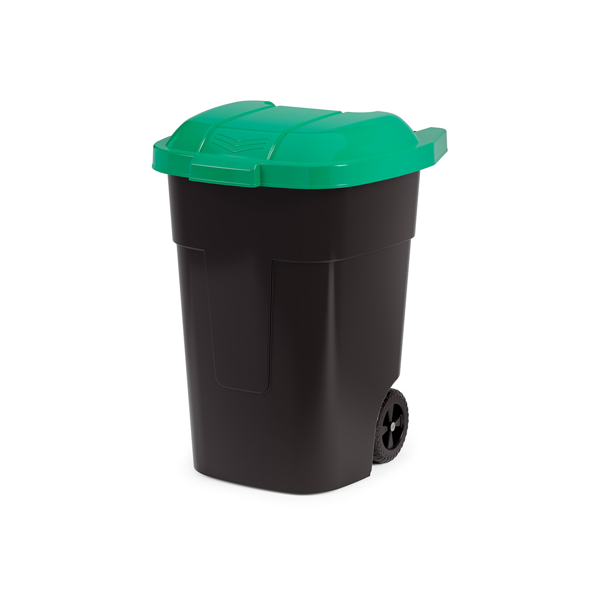 Бак для мусора Альтернатива, на колесах, 65 л, черно-зеленый