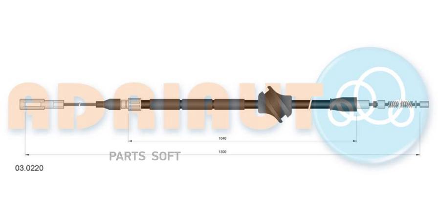 AD03.0220_PE7154611.2125DL-10.75410.754 893609722 трос ручника п.Audi 8090 1.6-1.9D 87drum