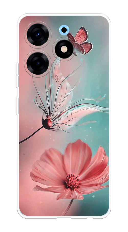 

Чехол Homey на Tecno Spark 10 Pro "Бабочка и цветок", Голубой;розовый, 303750-1