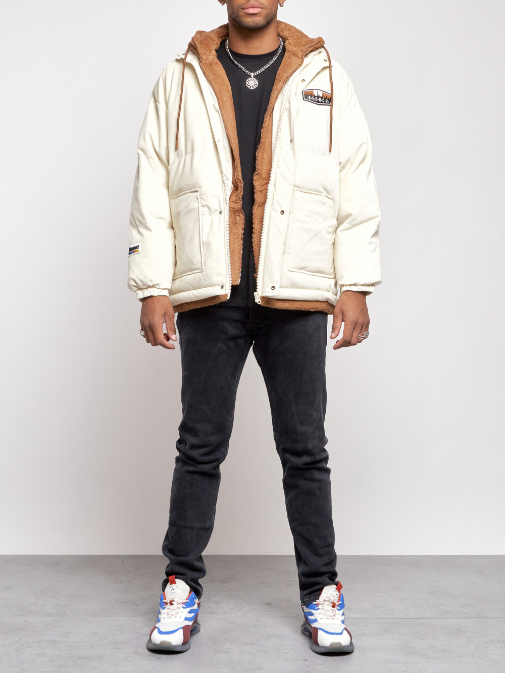 Зимняя куртка мужская AD28117 бежевая XL