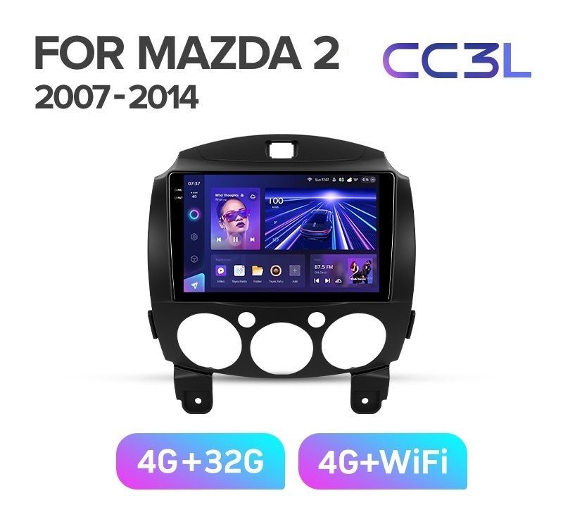 Магнитола TEYES MAZDA 2 2007-2014 г. CC3L 4/32ГБ Android 10, IPS экран, DSP, 4G модем, чип