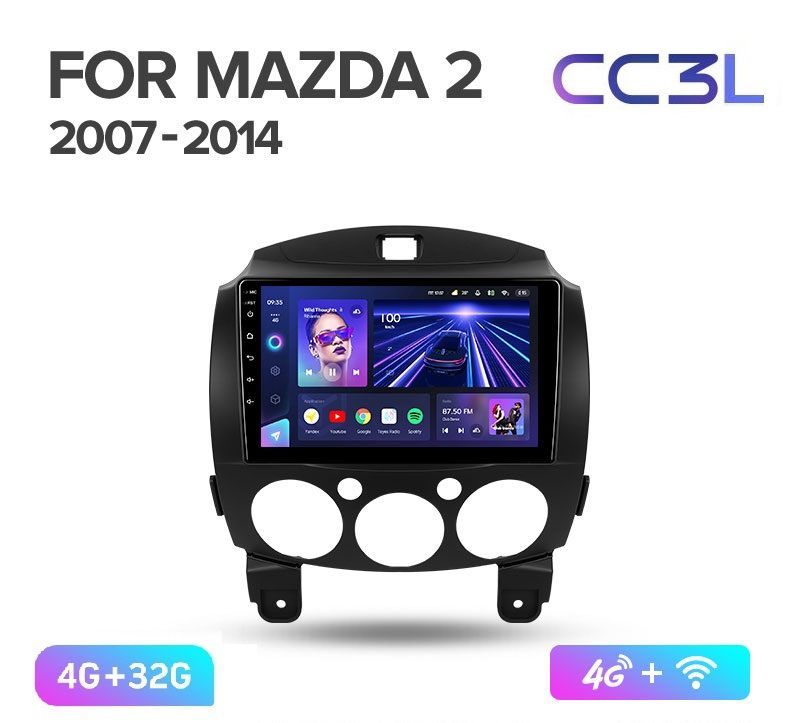 Магнитола TEYES MAZDA 2 2007-2014г CC3L 432ГБ Android 10 IPS экран DSP 4G модем чип- 2689000₽