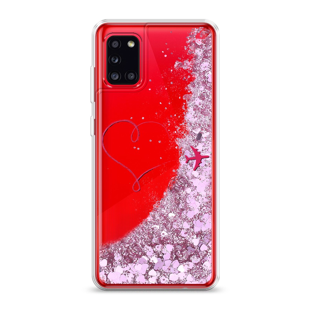 

Жидкий чехол с блестками "Сердце и самолет" на Samsung Galaxy A31
