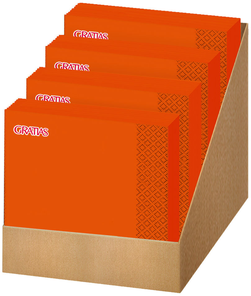 

Салфетки бумажные Gratias Box Delicious orange 33см 3 слоя 4*20 листов