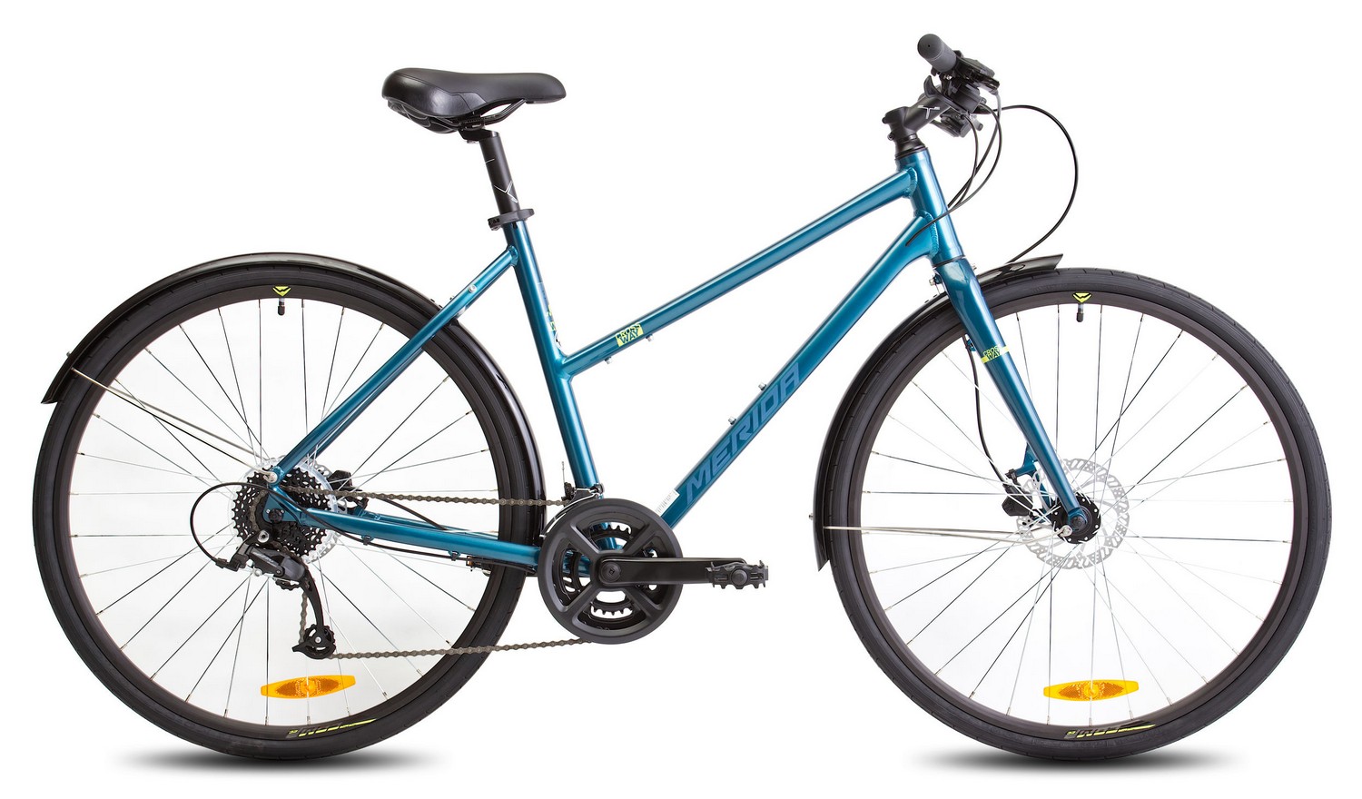 Женский велосипед Merida Crossway Urban 50 Lady, год 2023, Синий-Желтый, ростовка 15.5