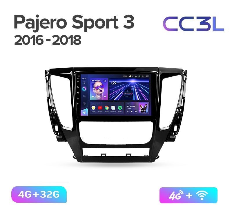 Магнитола TEYES MITSUBISHI PAJERO SPORT 2016-2018 г. CC3L 4/32ГБ Android 10, IPS экран, DS