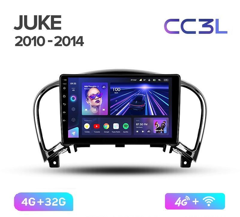 Магнитола TEYES NISSAN JUKE 2010-2014 г 432ГБ Android 10 IPS экран DSP 4G модем чип- 4689000₽
