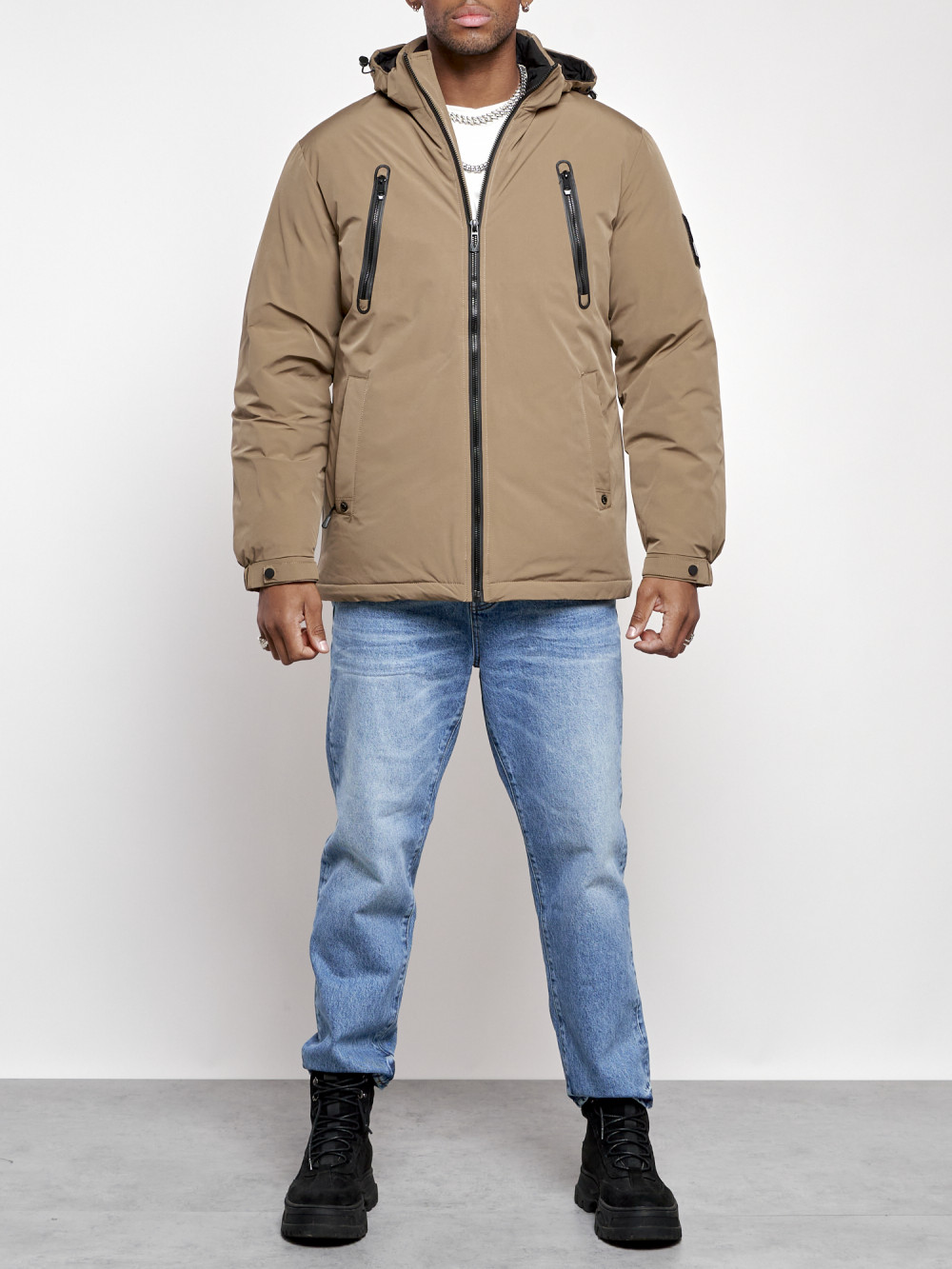 Зимняя куртка мужская AD8360 бежевая 3XL