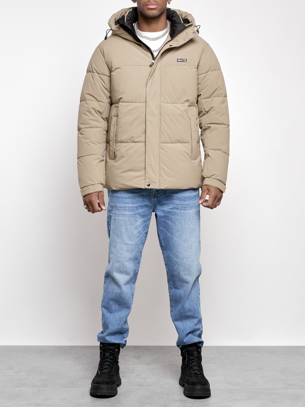 Зимняя куртка мужская AD8356 бежевая 3XL