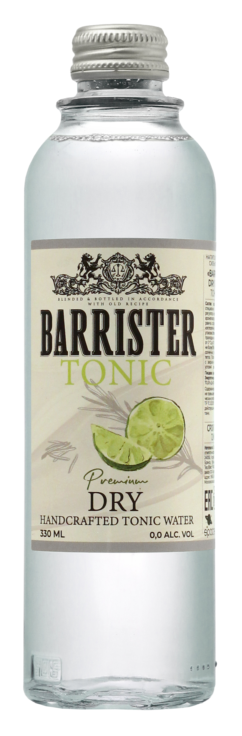 

Тоник Barrister напиток безалкогольный вкус лимон, 0,33 л х 12 шт, Tonic Dry