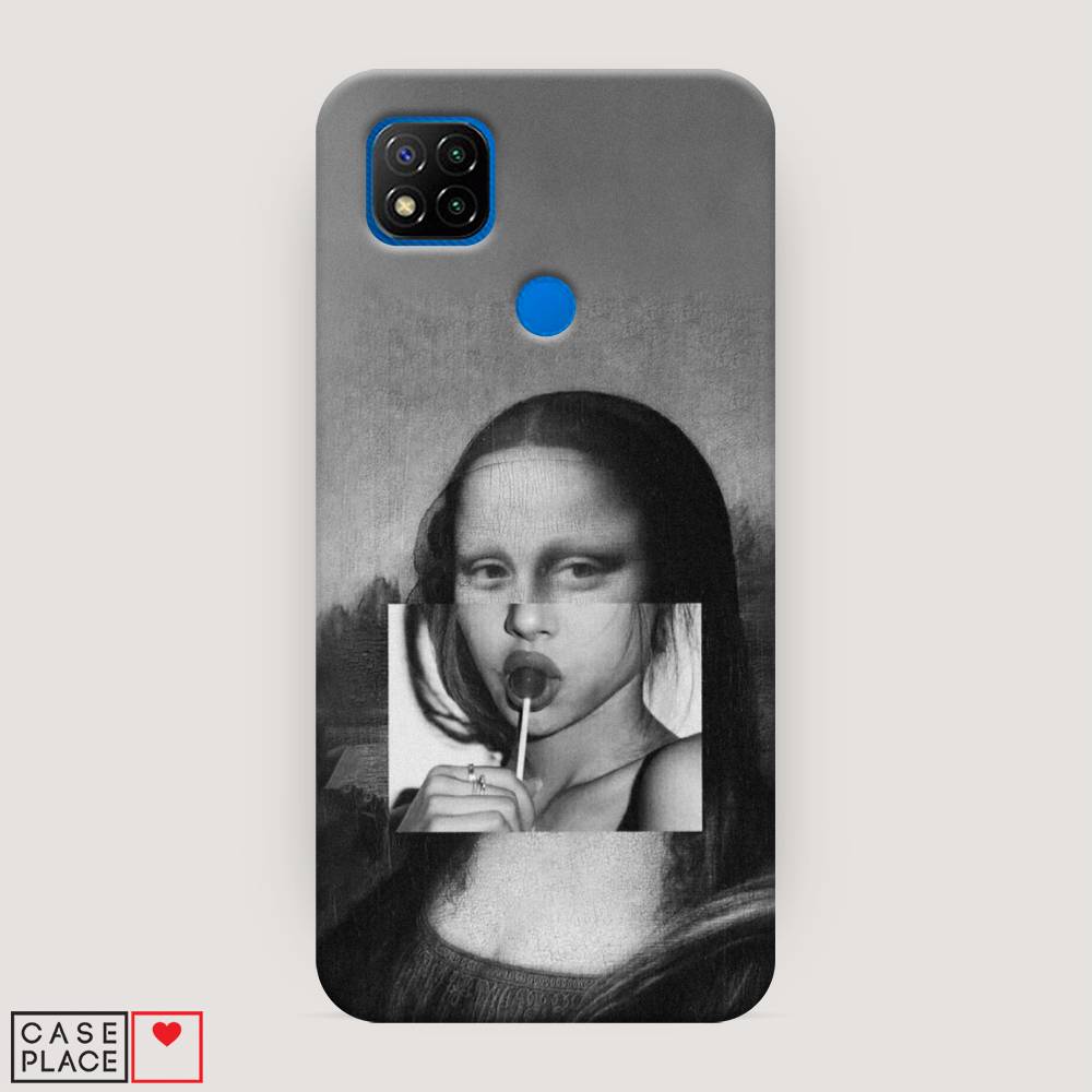 фото Пластиковый чехол "mona lisa sucking lollipop" на xiaomi redmi 9c awog