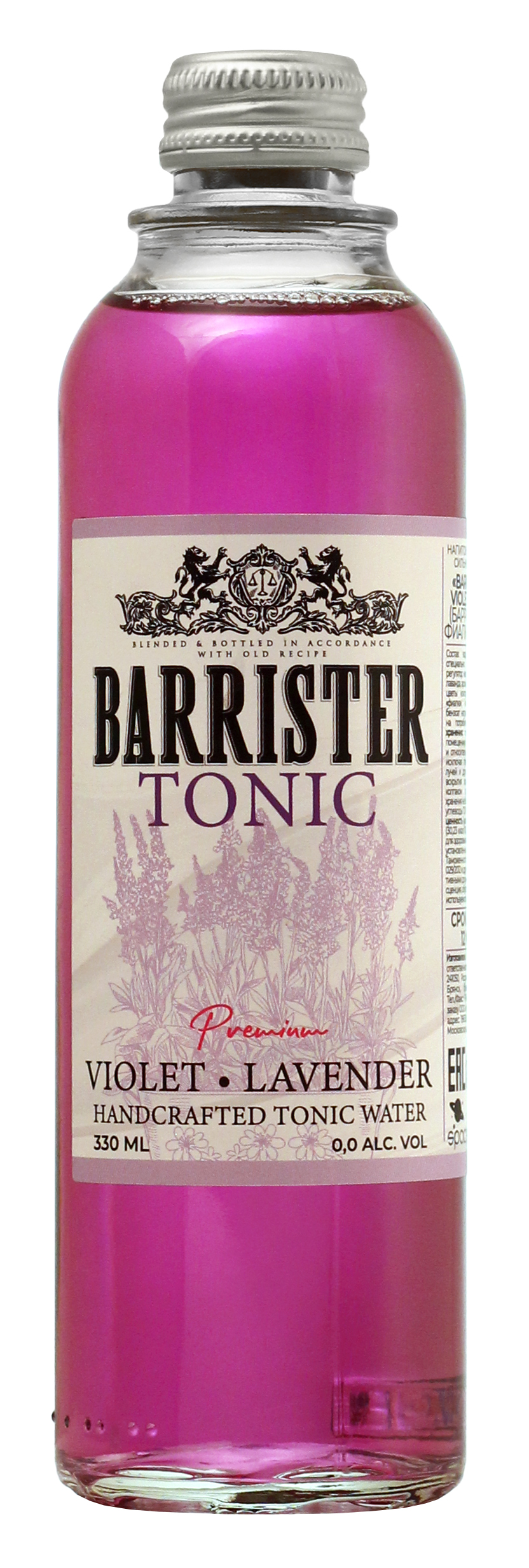 

Тоник Barrister напиток безалкогольный вкус фиалка-лаванда, 0,33 л х 12 шт, Tonic Violet-Lavender