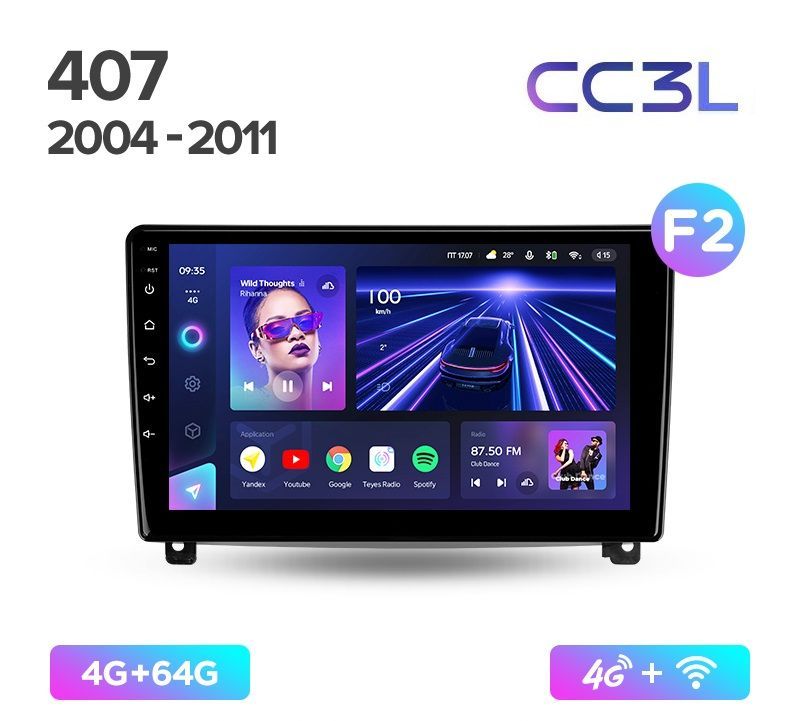 Магнитола TEYES PEUGEOT 407 2004-2011 г CC3L 464ГБ Android 10 IPS экран DSP 4G модем 4789000₽