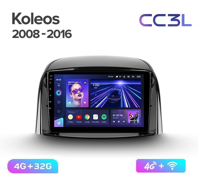 Магнитола TEYES RENAULT KOLEOS 2008-2016 г. CC3L 4/32ГБ Android 10, IPS экран, DSP, 4G мод