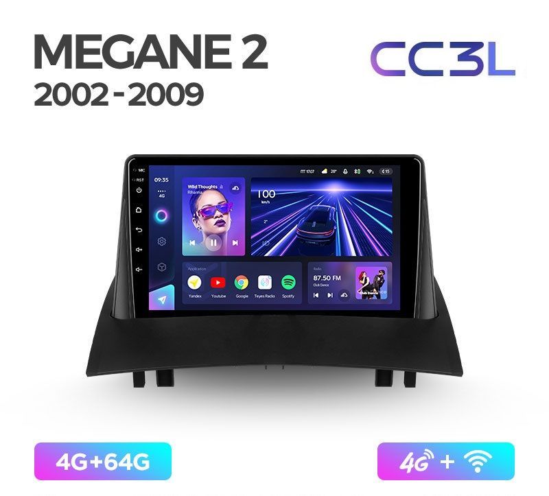 Магнитола TEYES RENAULT MEGANE 2 2002-2009 г. CC3L 4/64ГБ Android 10, IPS экран, DSP, 4G м