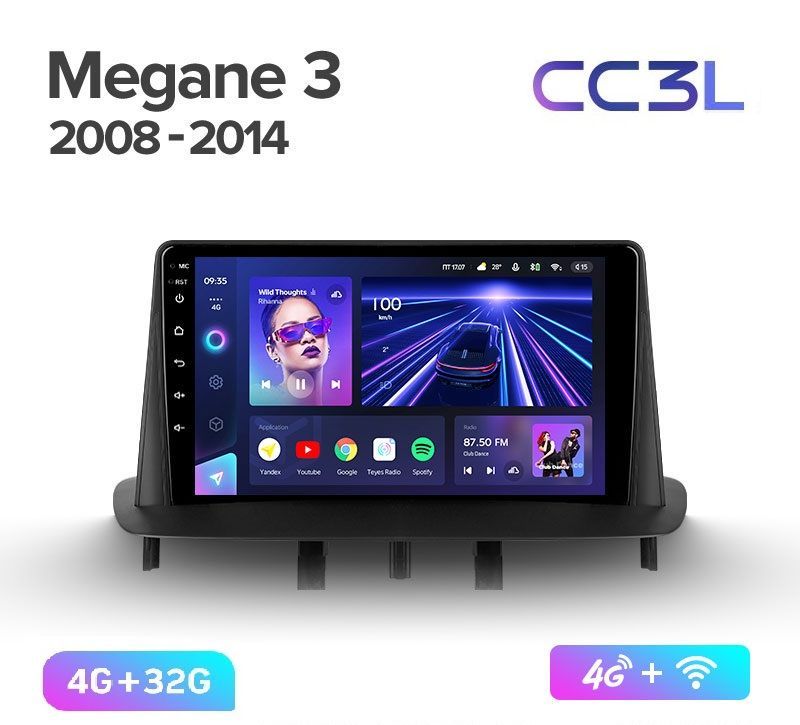 Магнитола TEYES RENAULT MEGANE 3 2008-2014 г. CC3L 4/32ГБ Android 10, IPS экран, DSP, 4G м