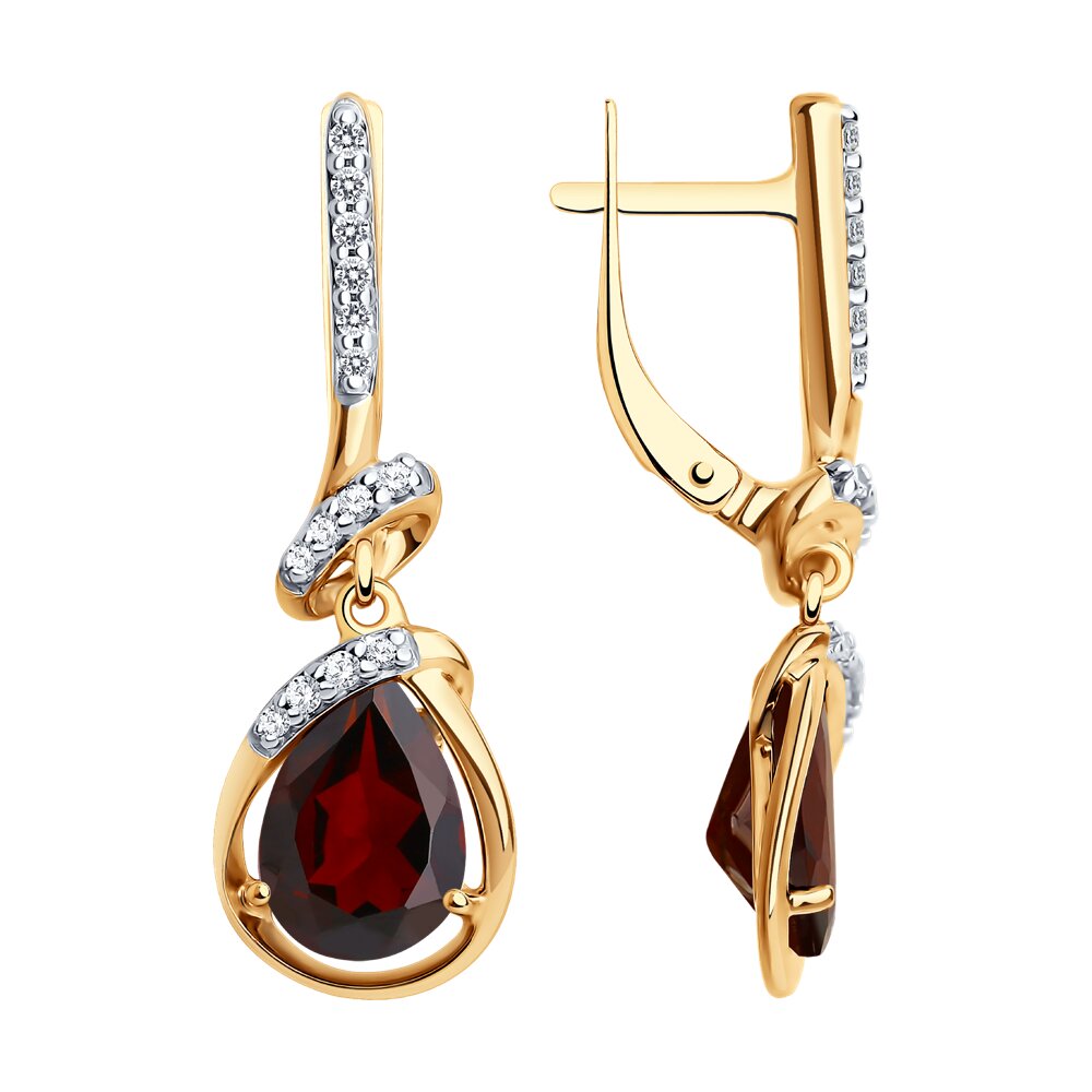 

Серьги подвески из серебра Diamant 93-321-01919-1, фианит/гранат, 93-321-01919-1