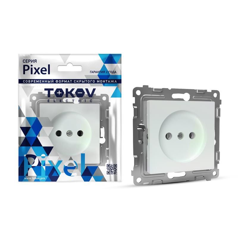 фото Розетка 1-м сп pixel 16а ip20 без заземл. механизм перламутр. tokov electric tke-px-r1-c04