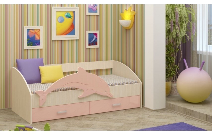 фото Детская кровать дельфин-4 мдф розовый, 80х160 регион 58