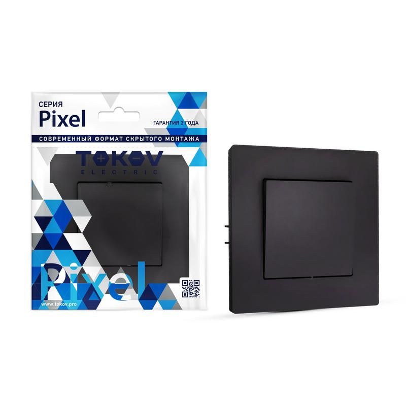 фото Выключатель 1-кл. сп pixel 10а ip20 в сборе карбон tokov electric tke-px-v1f-c14