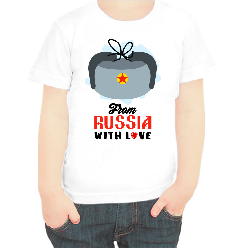 

Футболка мальчику белая 36 р-р с надписью Россия from Russia with love 3, Белый, fdm_from_russia_with_love_1