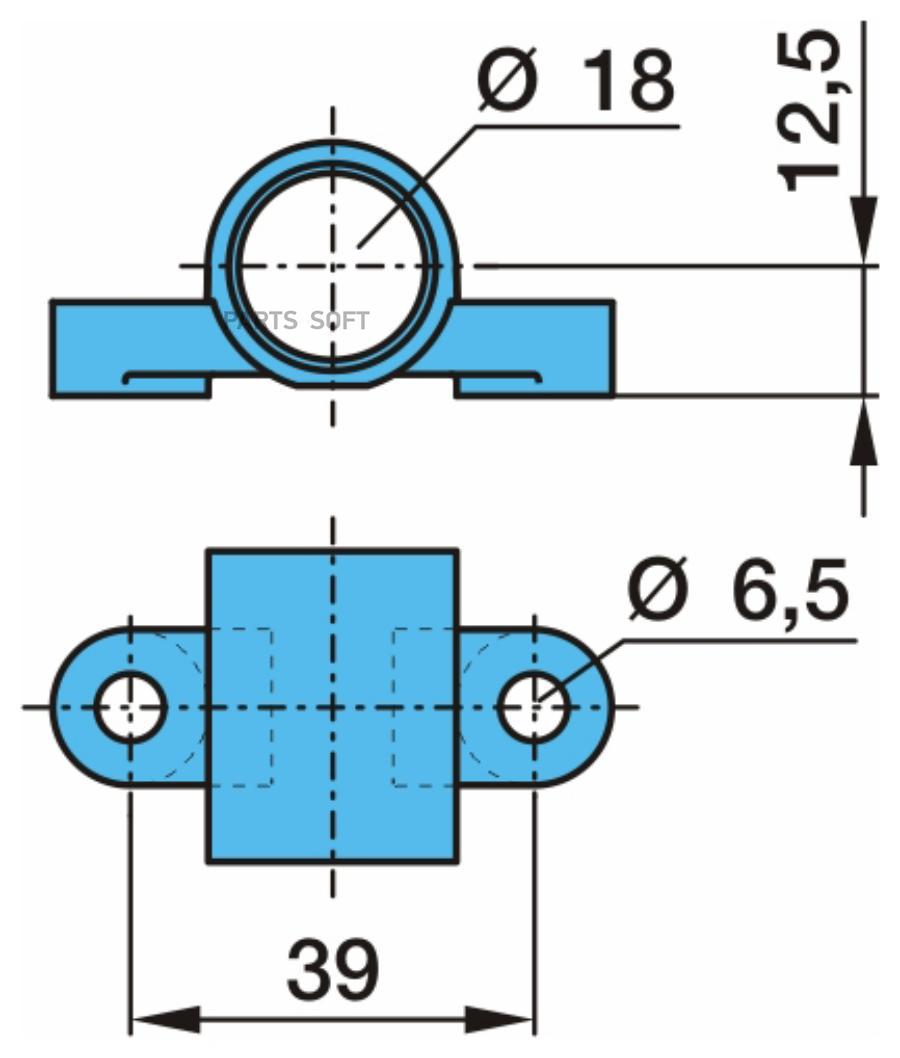 

03.189.07.87.0_кронштейн датчика ABS !(м)держатель L=39 d=18 2отв. d=6.5 \BPW Jumbo