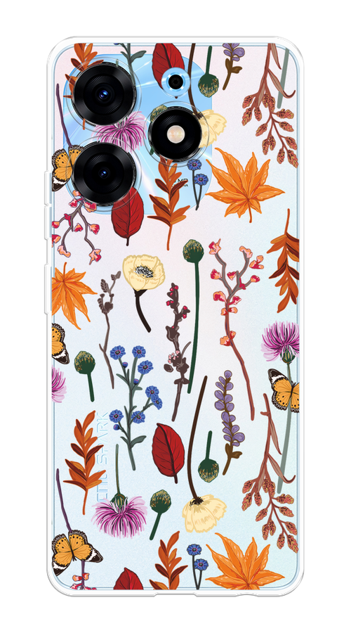 

Чехол Homey на Tecno Spark 10 Pro "Orange Purple flowers", Оранжевый;красный;розовый;желтый;прозрачный, 303750-1