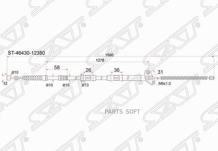 ТРОС РУЧНИКА TY SPRINTER CARIB AE114115 4WD 95-02 - LH SAT st4643012380 1594₽