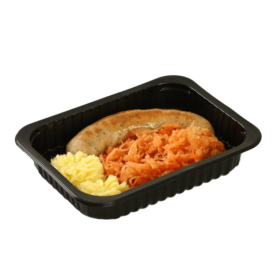 

Колбаски Чешские МясновЪ ШЕФ-ПОВАР с картофельным пюре и тушеной капустой