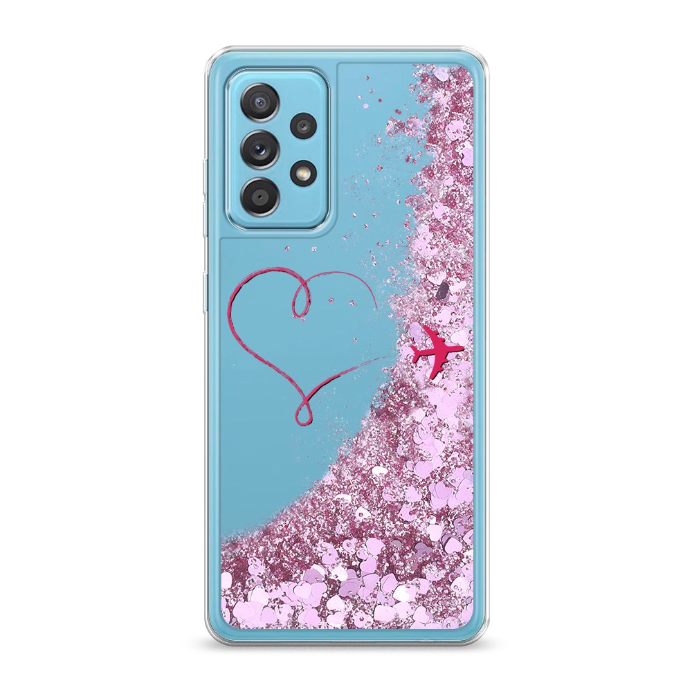 

Жидкий чехол с блестками "Сердце и самолет" на Samsung Galaxy A52s