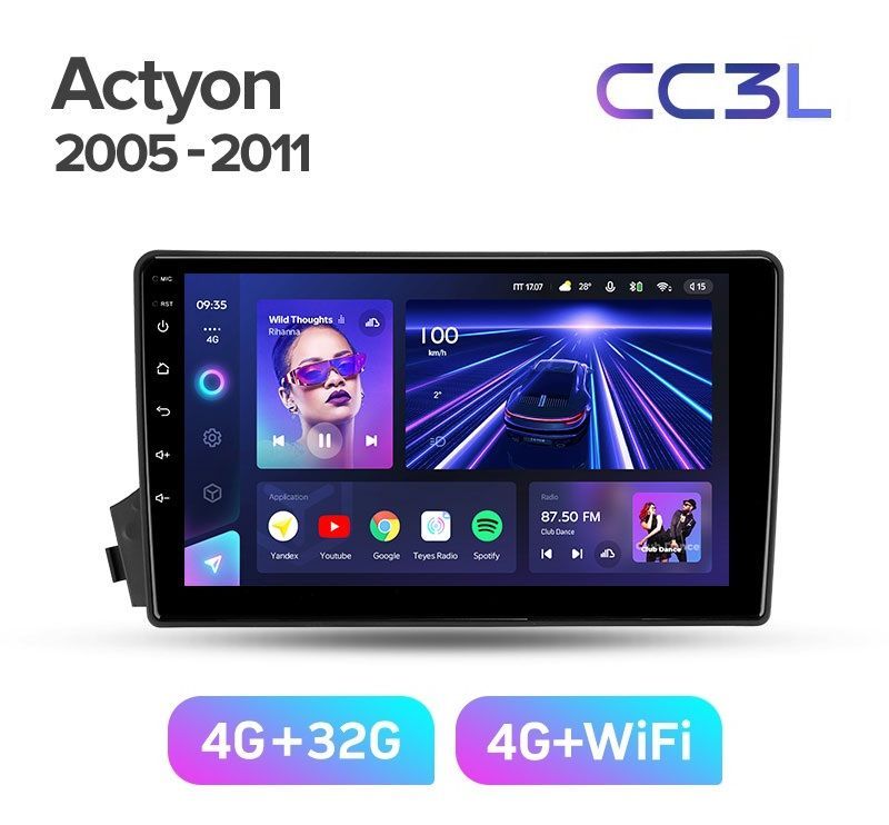 Магнитола TEYES SsangYong ACTYON 2005-2011 г CC3L 432ГБ Android 10 IPS экран DSP 4G м 4589000₽