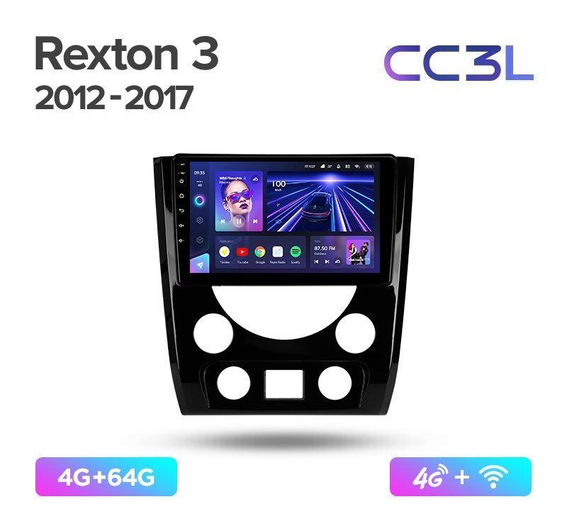 Магнитола TEYES SsangYong Rexton 2012-2017 г CC3L 464ГБ Android 10 IPS экран DSP 4G м 4689000₽