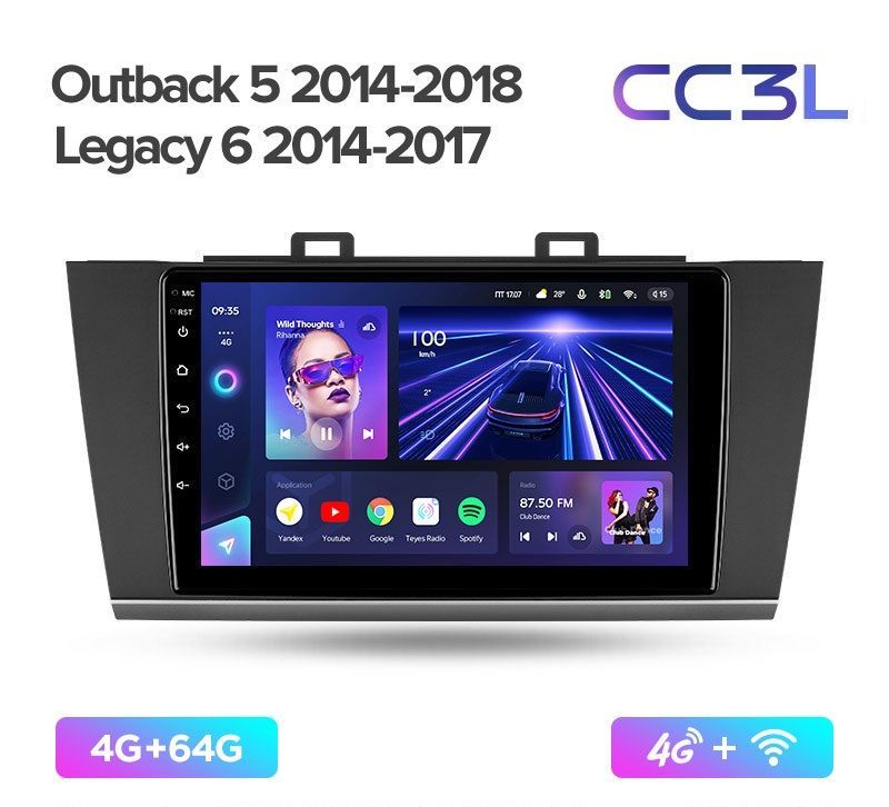 Магнитола TEYES SUBARU OUTBACK 5SUBARU LEGACY 6 2014-2018 г CC3L 464ГБ Android 10 IPS 4989000₽
