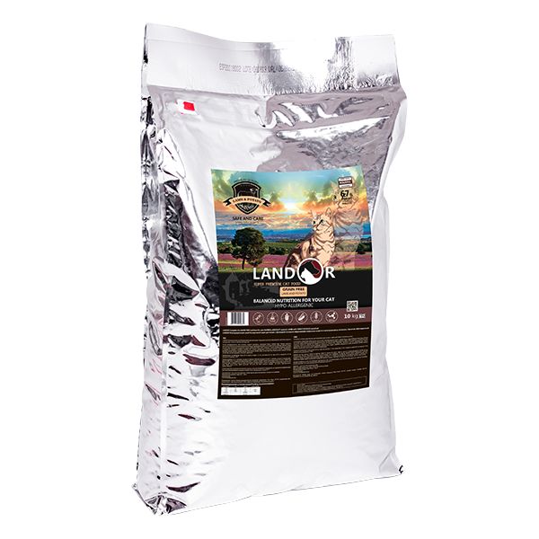 

LANDOR LANDOR CAT ADULT GRAIN FREE HAIRBALL & WEIGHT CONTROL беззерновой диетический для в