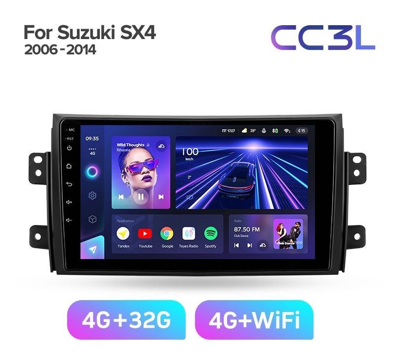Магнитола TEYES SUZUKI SX4 2006-2014 г CC3L 432ГБ Android 10 IPS экран DSP 4G модем 4389000₽