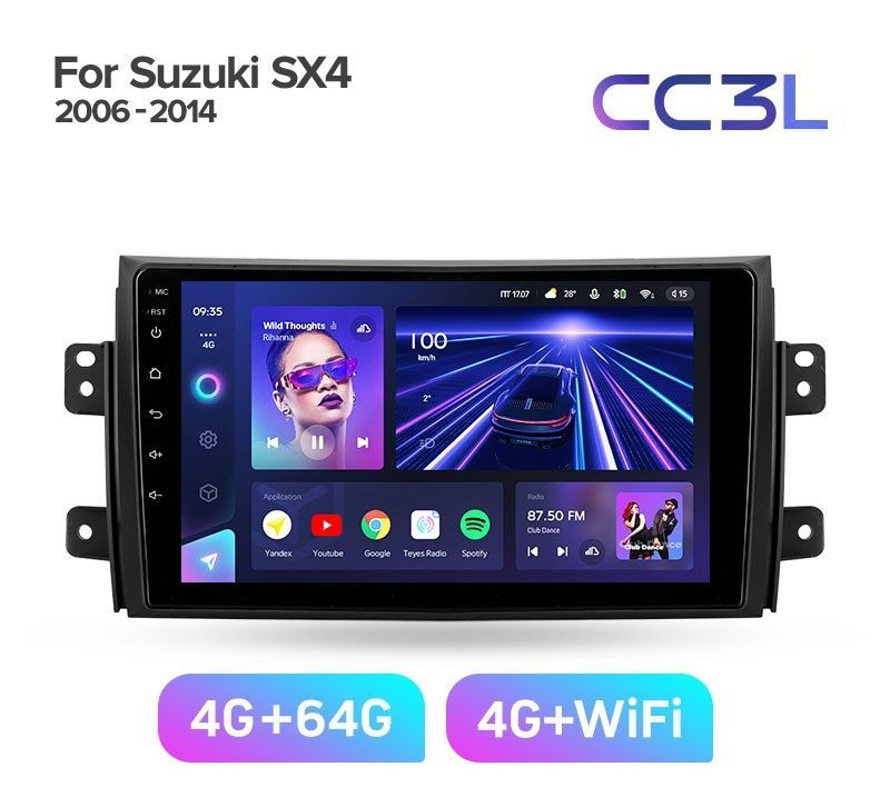 Магнитола TEYES SUZUKI SX4 2006-2014 г CC3L 464ГБ Android 10 IPS экран DSP 4G модем 4589000₽
