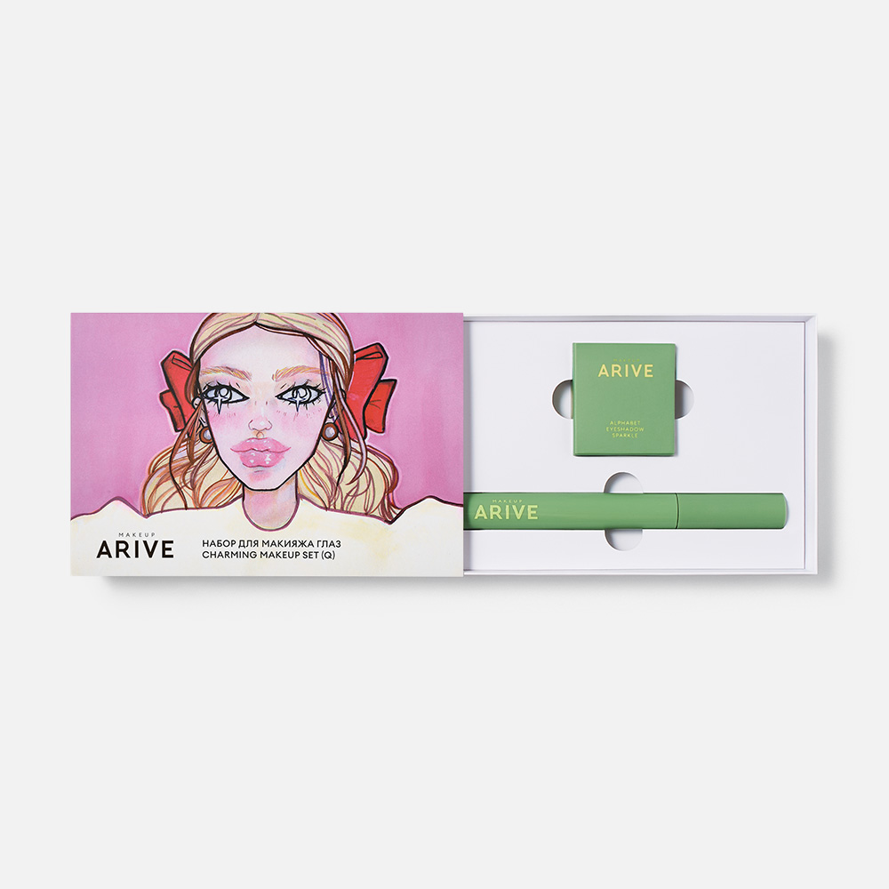 Набор для макияжа глаз Arive, Charming Makeup Set Q, тушь для ресниц и тени для век